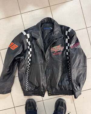 Vintage NASCAR Interstate Batteries Racing Leather Jacket, Size XL